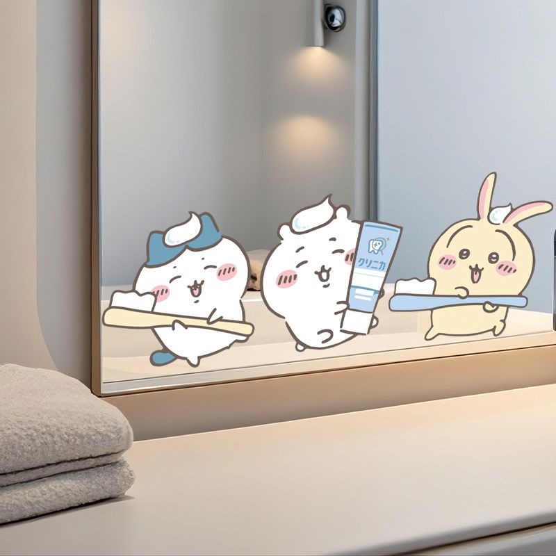 Home Goods Bathroom Accessories - Sıcak Chiikawa Ayna Çıkartmaları Güçlü Yapışkanlı