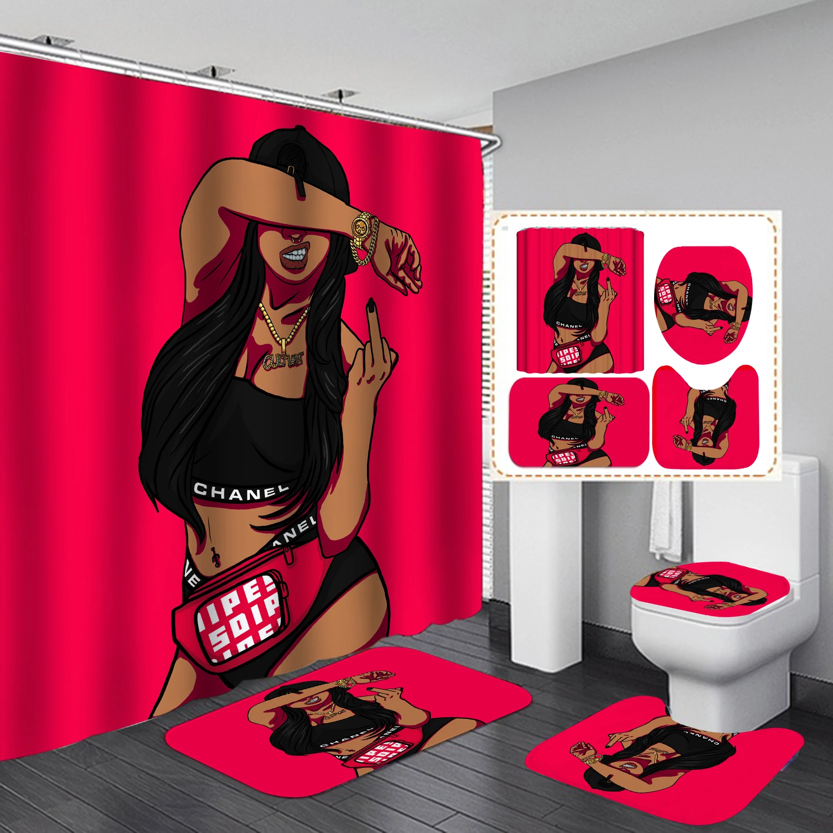 Home Goods Bathroom Accessories - Ev Eşyaları Havalı Afrikalı Kız Özel
