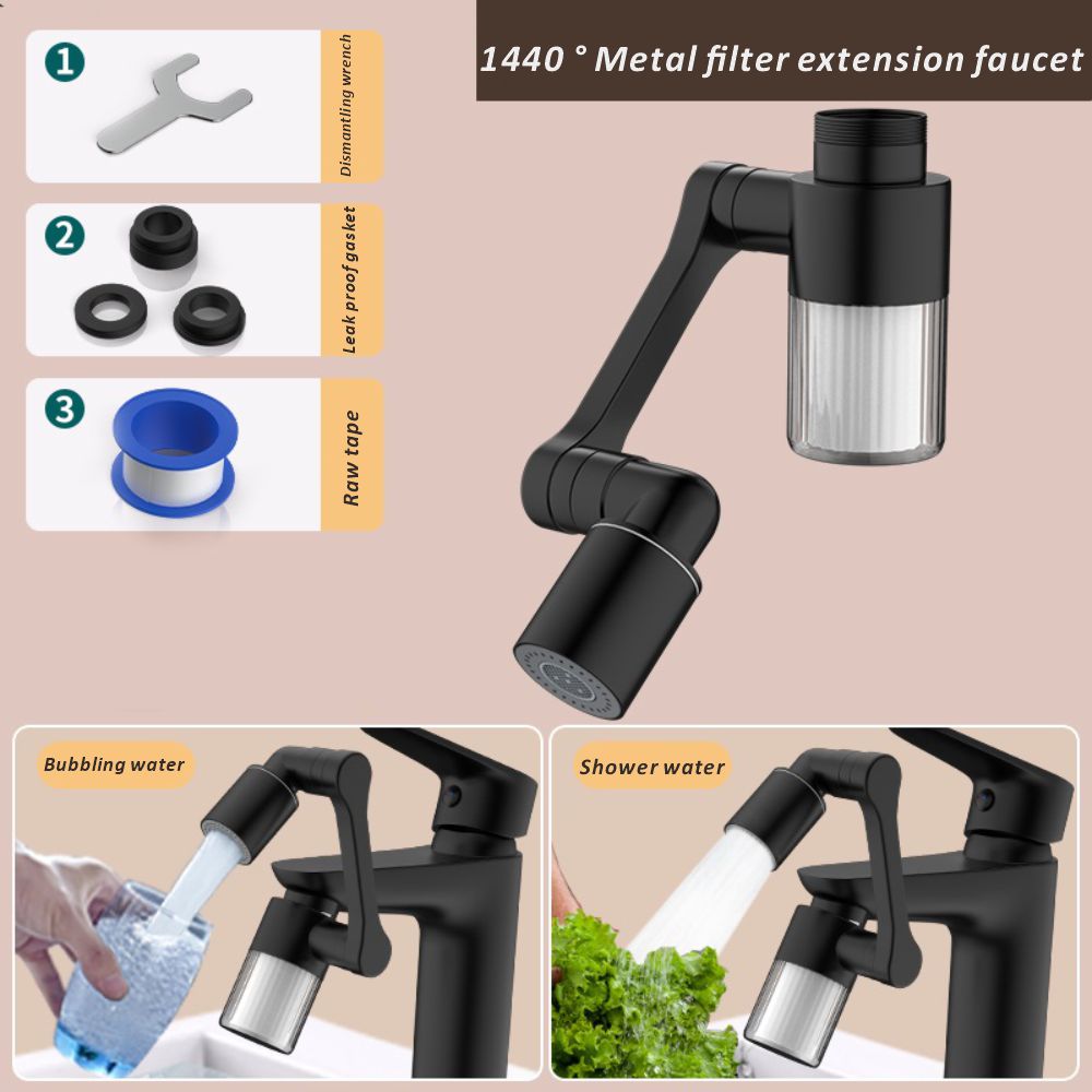 Home Bathroom Water Filter - Yeni Siyah 1440 ° Filtre ile