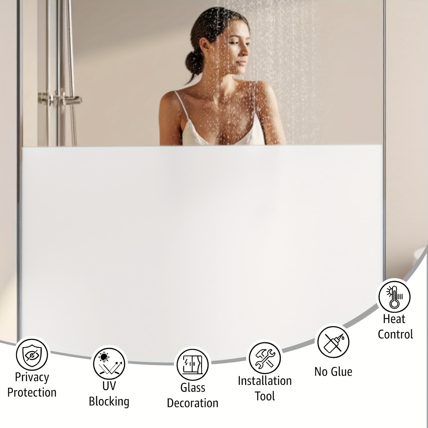 Home Bathroom Glass - Beyaz Buzlu Gizlilik Pencere Filmi Statik