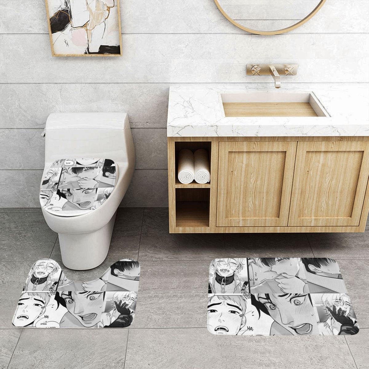 Home Goods Bathroom Rugs - Iyi Yaoi Boys 3 Adet Banyo