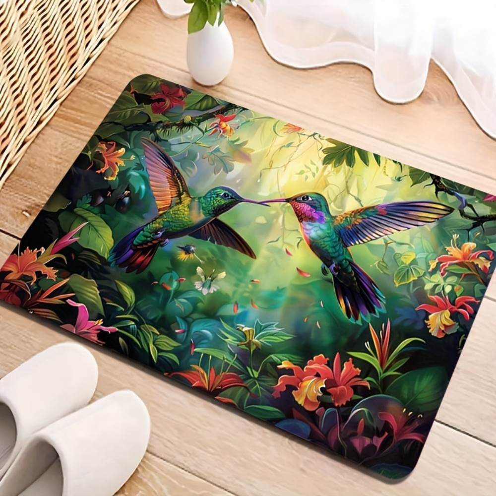 Home Bathroom Floor Mats - VIKAMA Bahar Sineği Kuşu Tropikal Tasarım