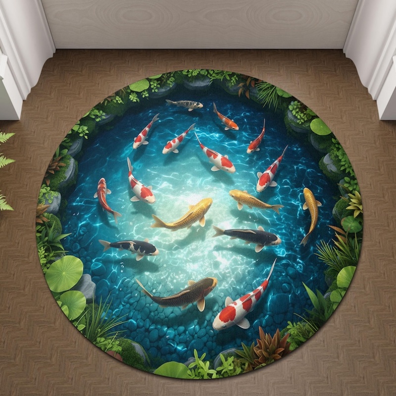 2D Görsel Koi Balık Havuzu Yuv - Home Goods Bathroom Rugs incelemesi ve fiyatı