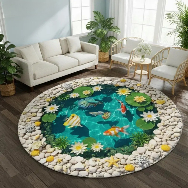 2D Görsel Koi Balık Havuzu Yuv - Home Goods Bathroom Rugs incelemesi ve fiyatı
