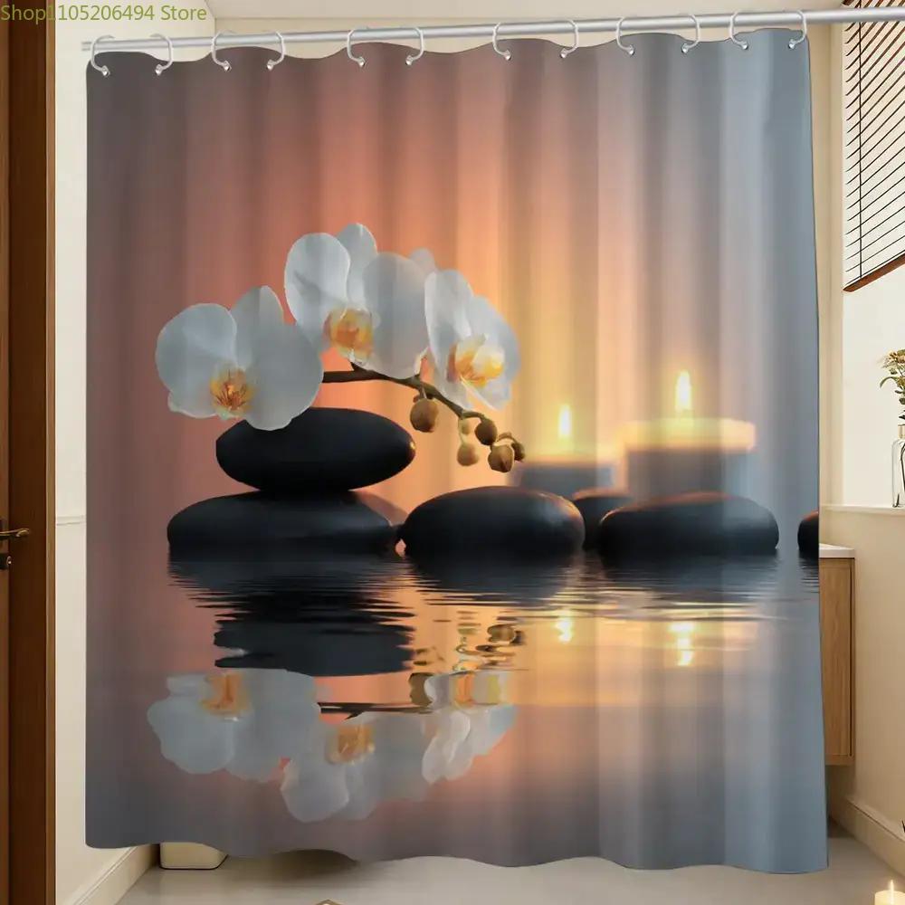 Zen Orkide ve Taşlar Duş Perde - Home Bathroom Spa Ideas incelemesi ve fiyatı