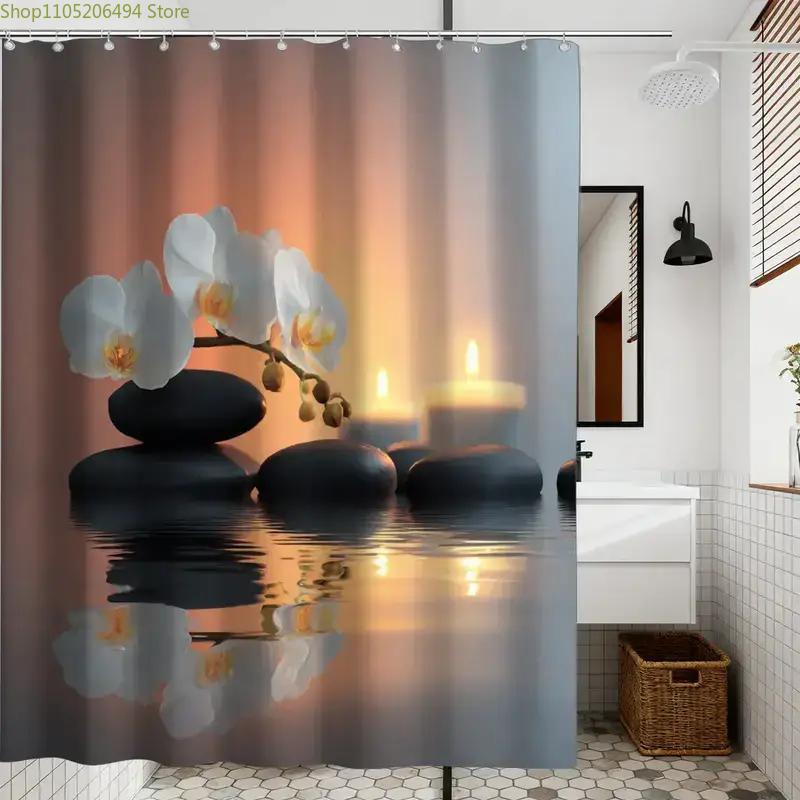 Zen Orkide ve Taşlar Duş Perde - Home Bathroom Spa Ideas incelemesi ve fiyatı
