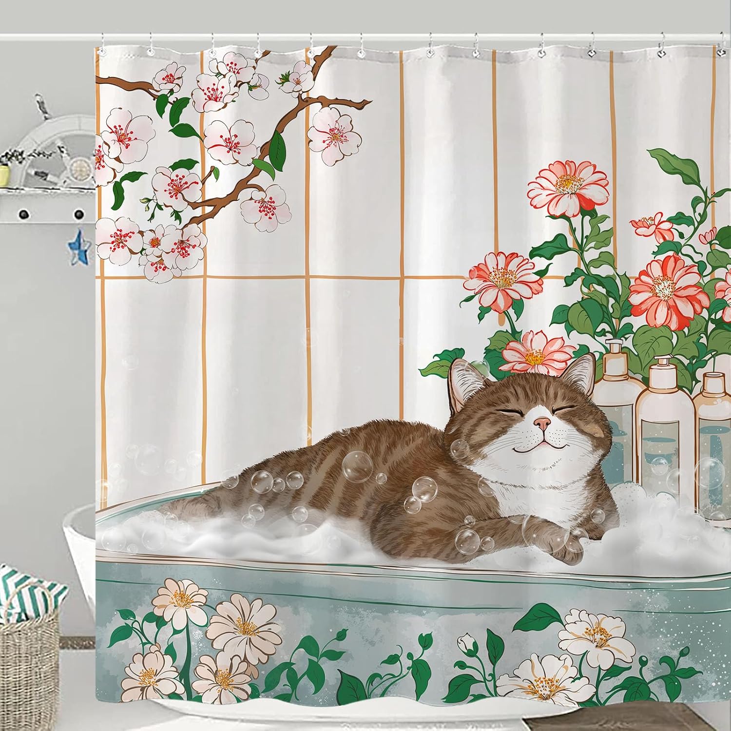 Estetik Kedi Çiçek Suluboya Du - Home Bathroom Spa Ideas incelemesi ve fiyatı