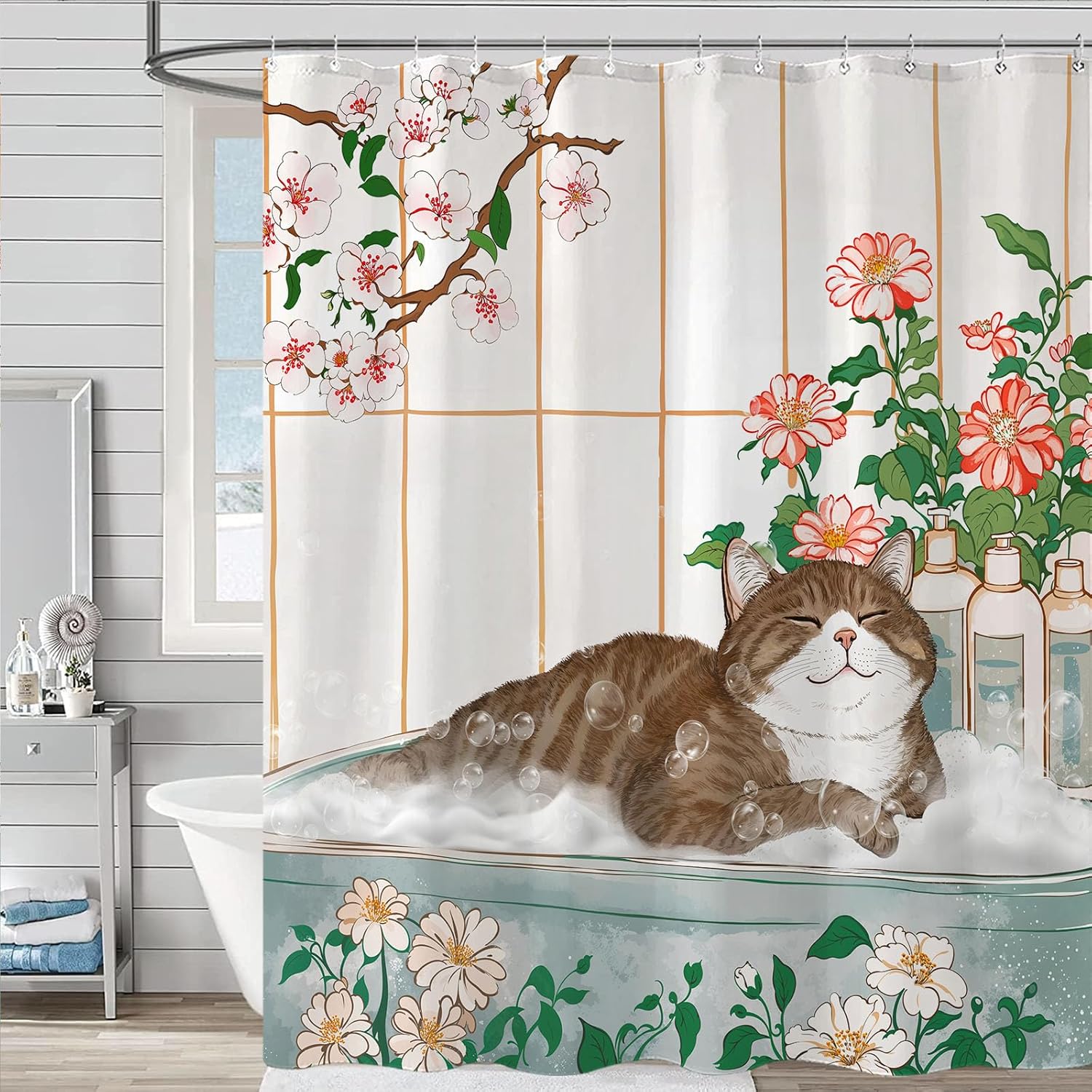 Estetik Kedi Çiçek Suluboya Du - Home Bathroom Spa Ideas incelemesi ve fiyatı