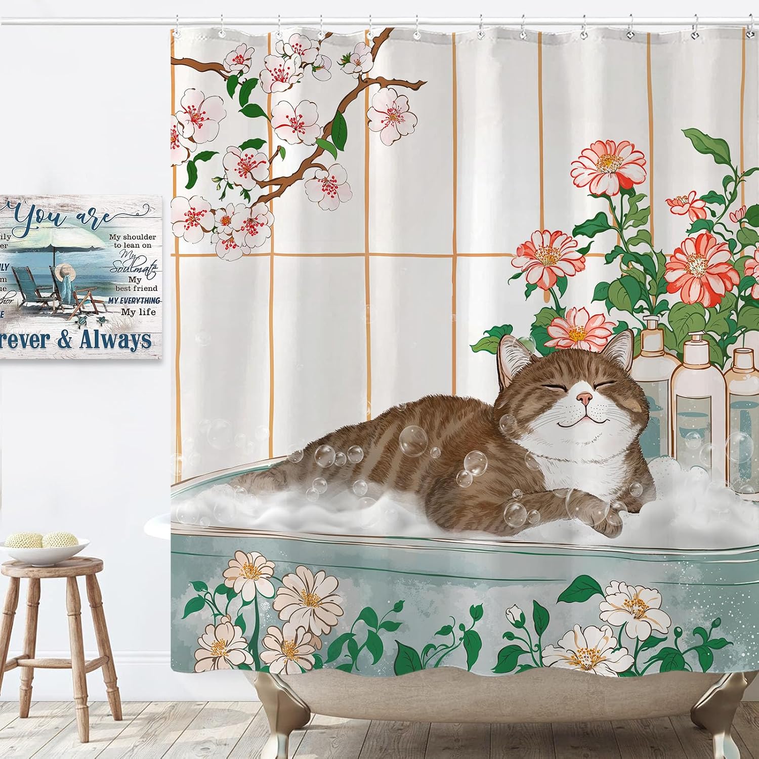 Estetik Kedi Çiçek Suluboya Du - Home Bathroom Spa Ideas incelemesi ve fiyatı